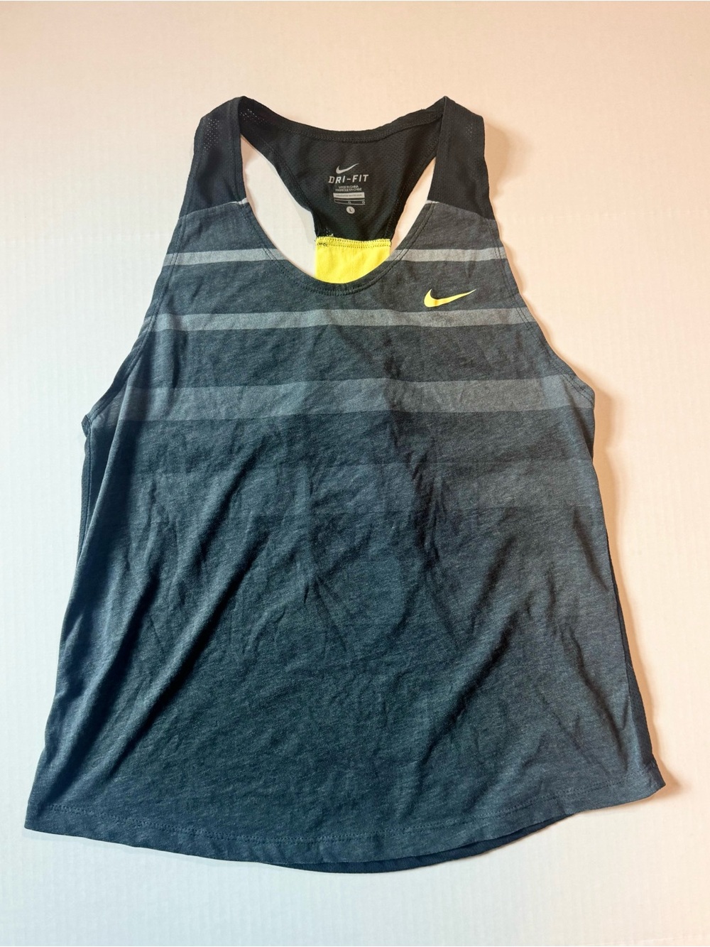 Nike Women’s Dri-FIT Black/Yellow Stripe Tennis Tank